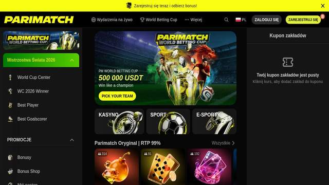 Parimatch casino screenshot